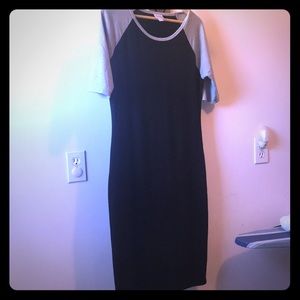 LuLaRoe Julia dress black w/ gray sleeves l